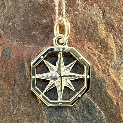 Compass Rose Pendant in Sterling Silver or Sterling/14K Gold Mix