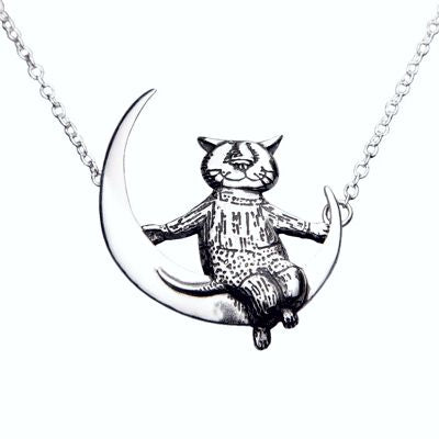 Edward Gorey Moon Cat Sterling Silver Necklace