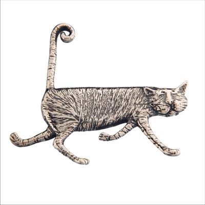 Edward Gorey Striped Cat Pin in Sterling Silver