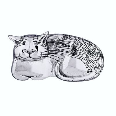 Edward Gorey Cozy Cat Pin in Sterling Silver