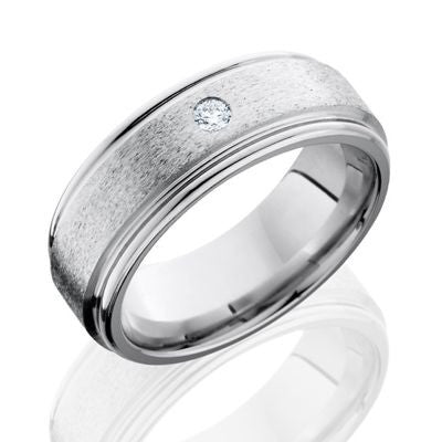 Lashbrook Cobalt Chrome Band with Stone Finish and Diamond